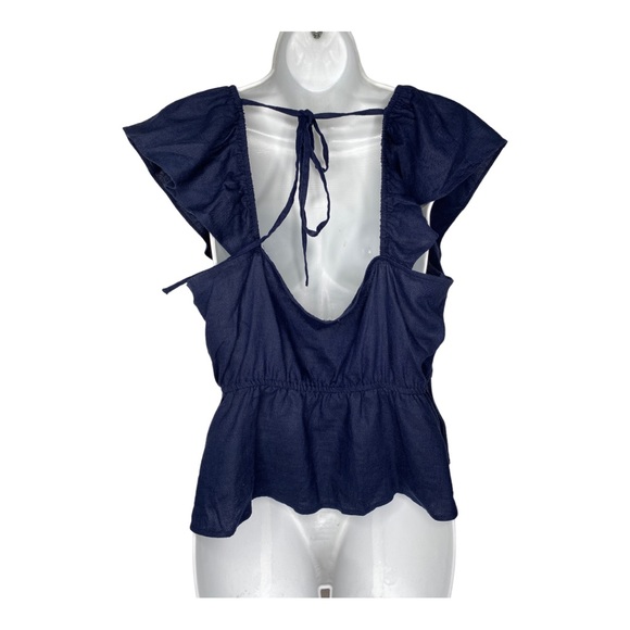 Bp Nordstrom Bp Flutter Sleeve Linen Blend Top Size Large - Picture 4 of 6